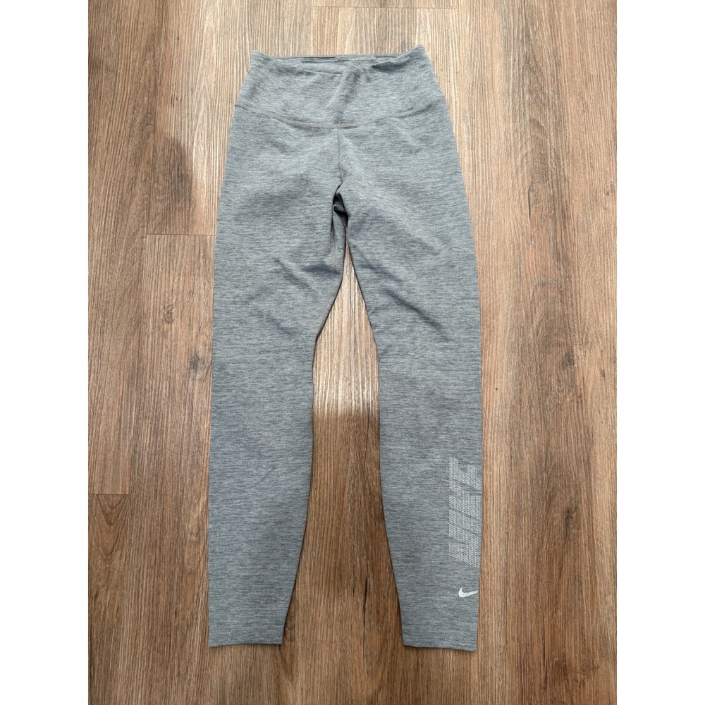 Nike‎ Womens Dri-FIT Heathered Gray High Rise Reflective Graphic Leggings XS